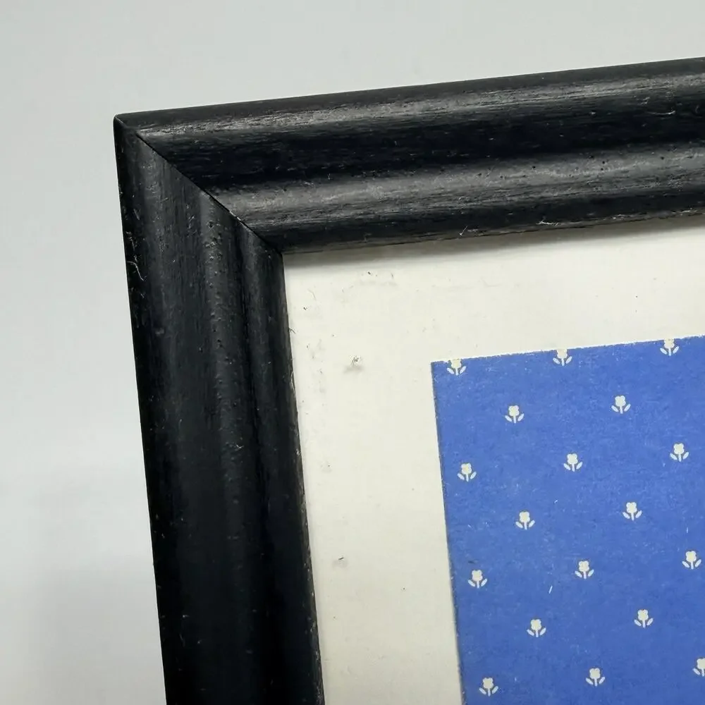 2 Small Vtg 80s Country Geese Framed Wall Art Blue White Silhouette Cottagecore